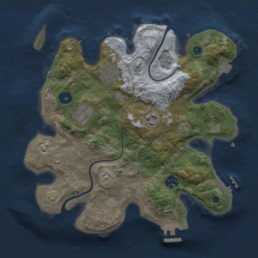 Rust Map: Procedural Map, Size: 3000, Seed: 12611, 10 Monuments