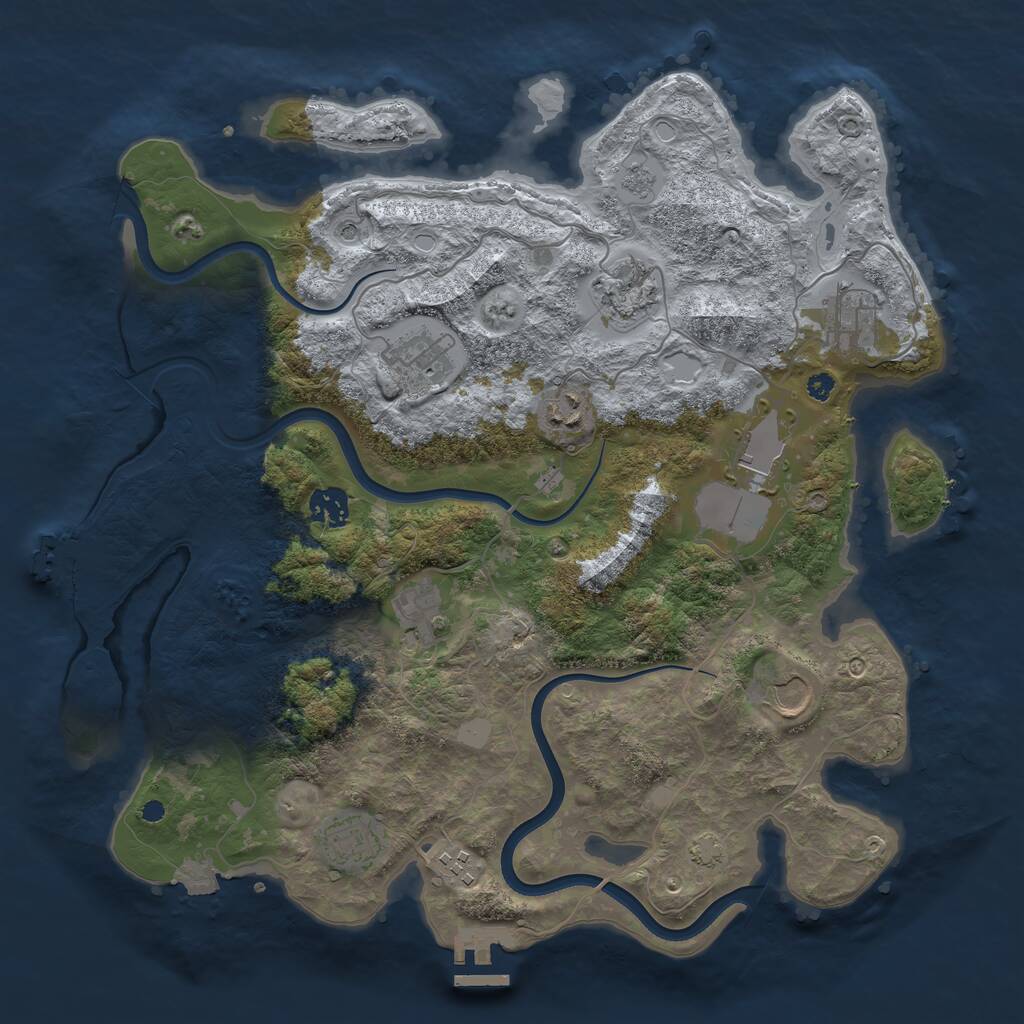 Rust Map: Procedural Map, Size: 3750, Seed: 48050507, 16 Monuments