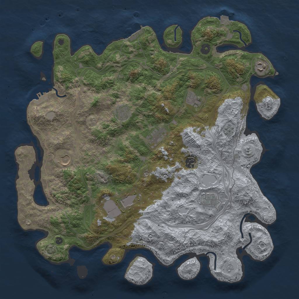 Rust Map: Procedural Map, Size: 4250, Seed: 76113380, 17 Monuments