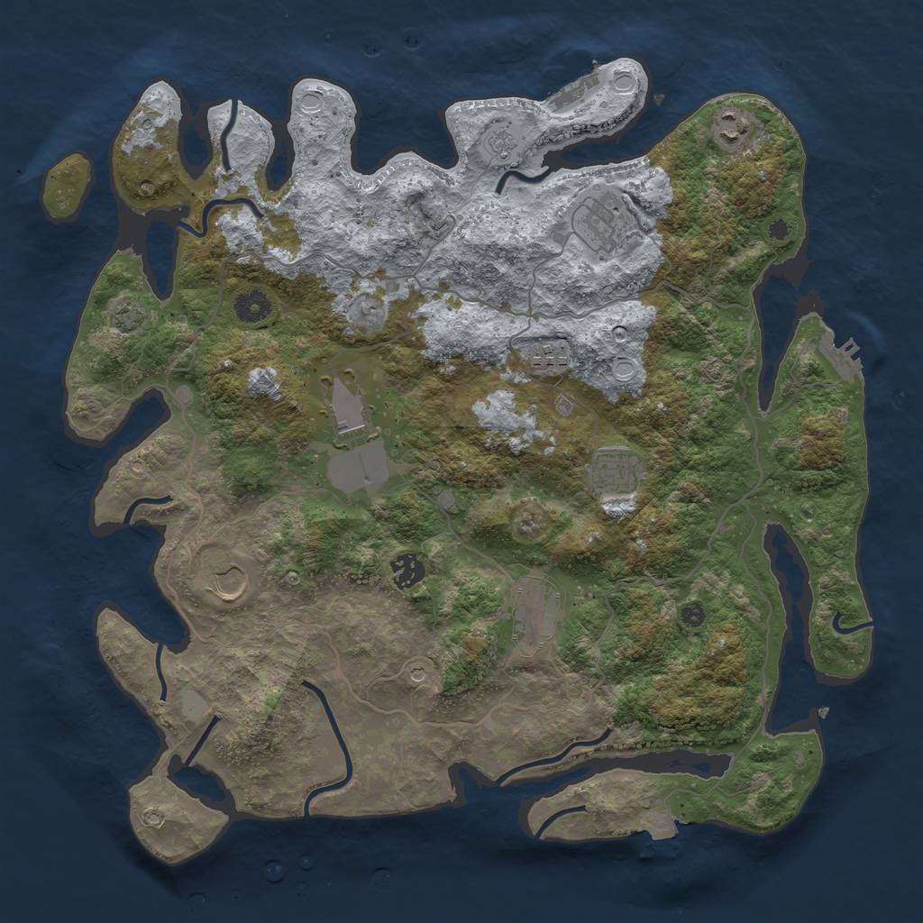 Rust Map: Procedural Map, Size: 4000, Seed: 64167886, 16 Monuments