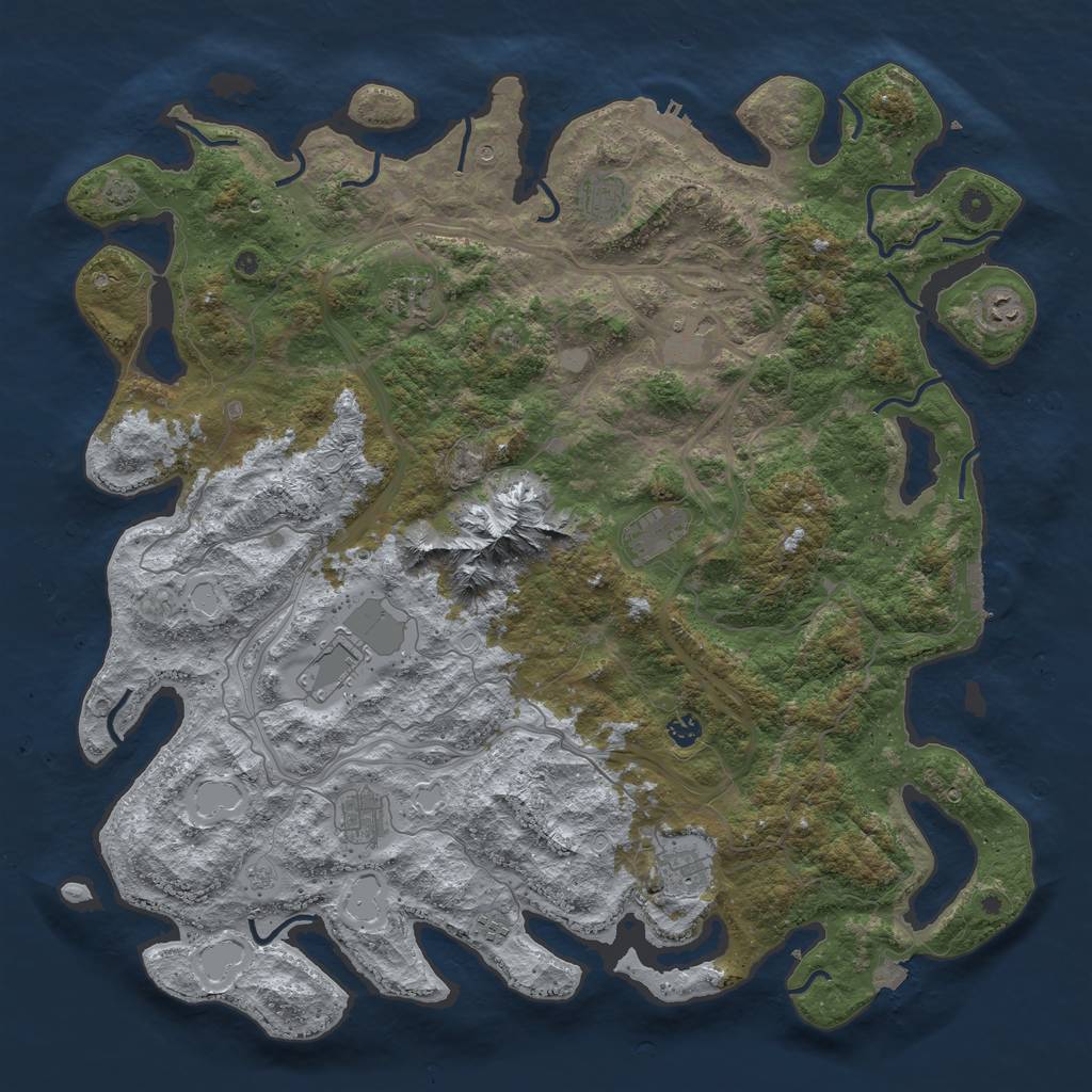 Rust Map: Procedural Map, Size: 5000, Seed: 422957133, 18 Monuments