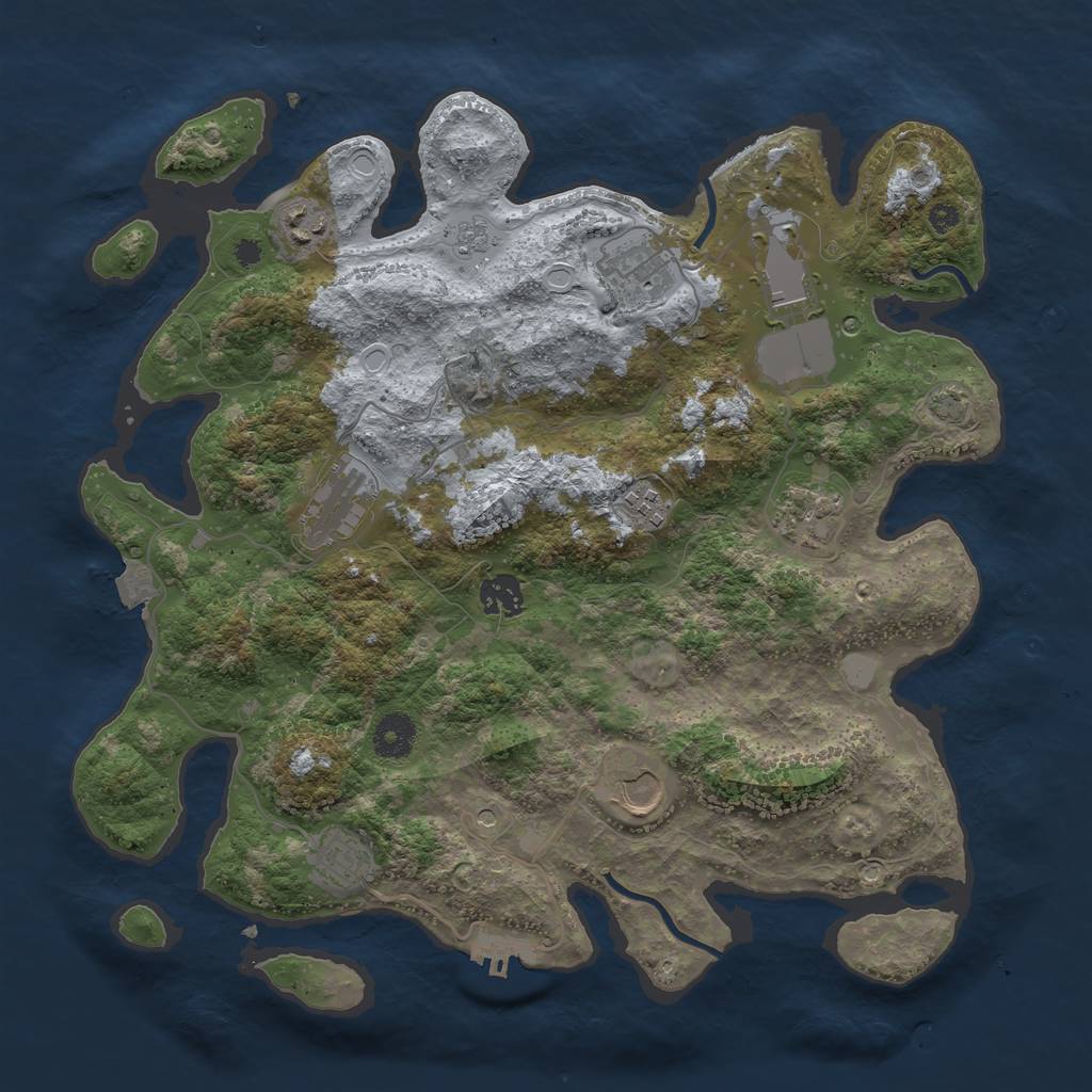 Rust Map: Procedural Map, Size: 3700, Seed: 131895446, 16 Monuments