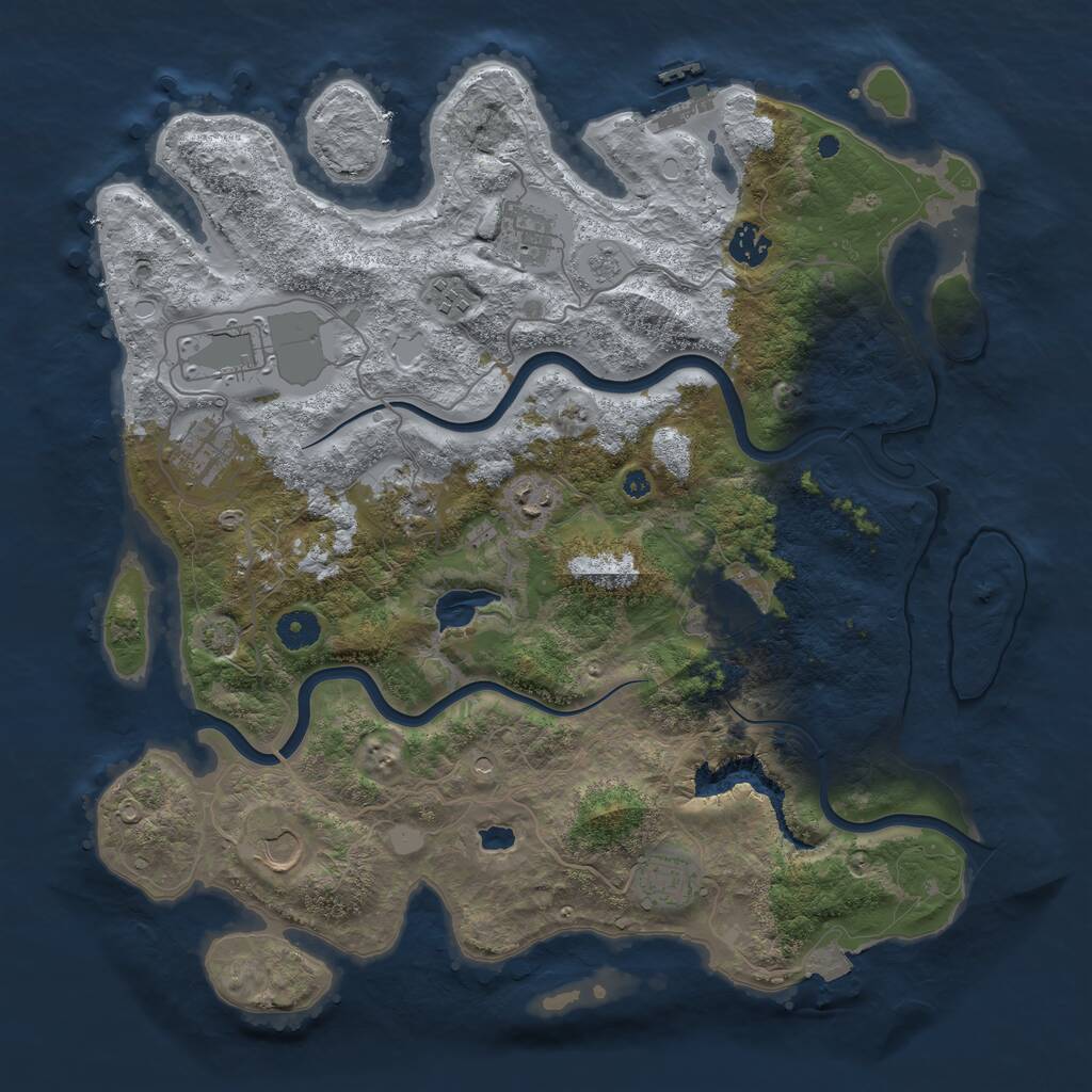 Rust Map: Procedural Map, Size: 4000, Seed: 267989515, 15 Monuments