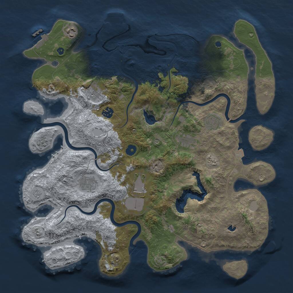 Rust Map: Procedural Map, Size: 4100, Seed: 48634287, 14 Monuments