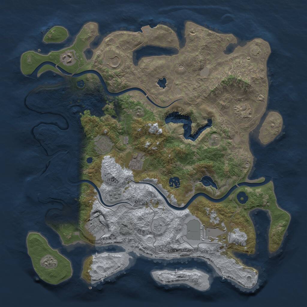 Rust Map: Procedural Map, Size: 4000, Seed: 71129200, 14 Monuments