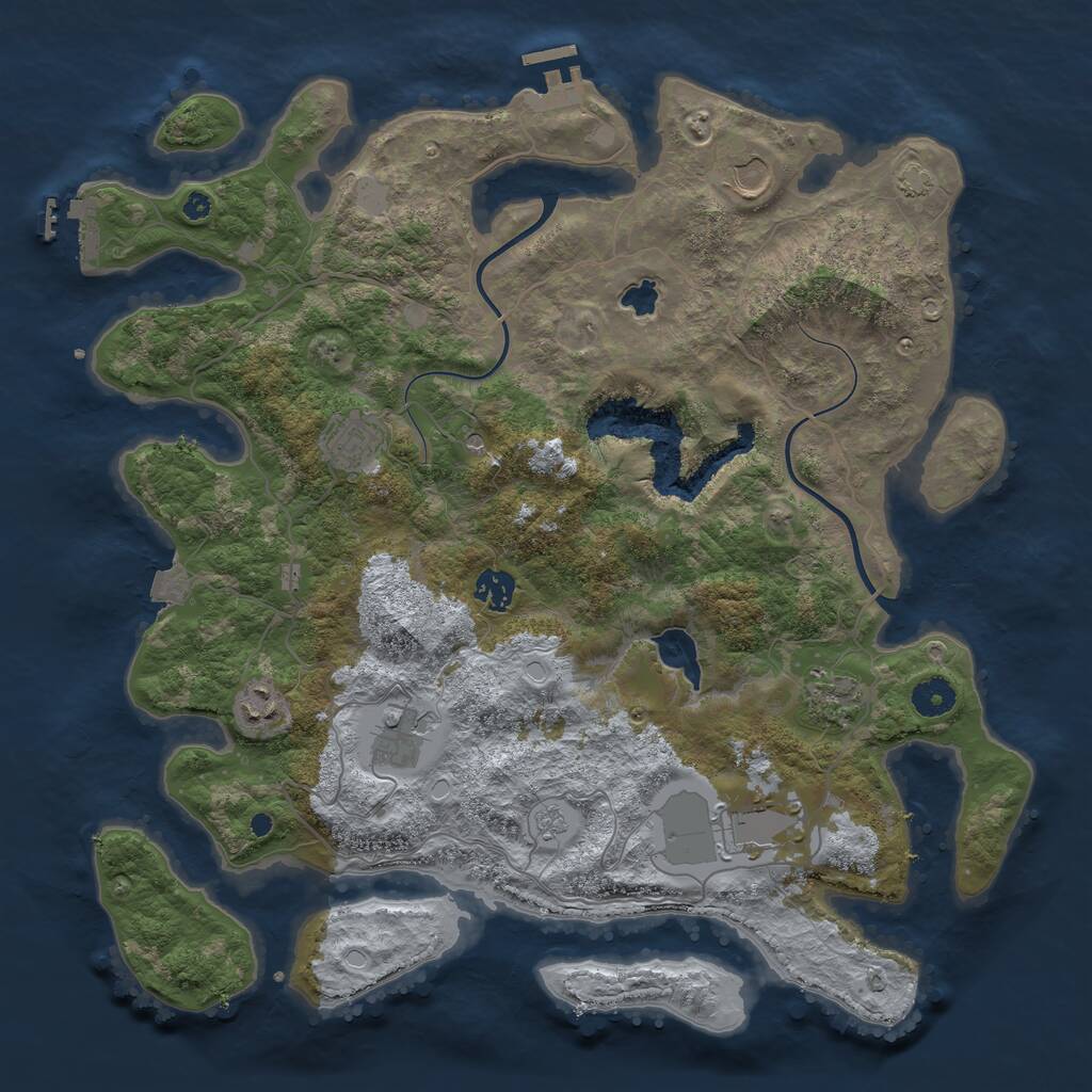 Rust Map: Procedural Map, Size: 4000, Seed: 71129200, 13 Monuments