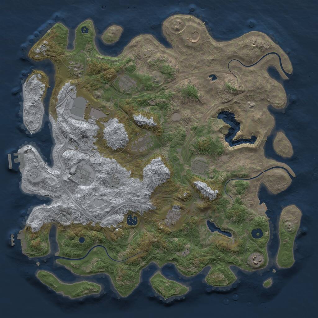 Rust Map: Procedural Map, Size: 4300, Seed: 81309009, 17 Monuments