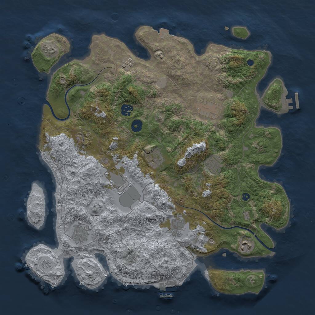 Rust Map: Procedural Map, Size: 3950, Seed: 76567427, 16 Monuments