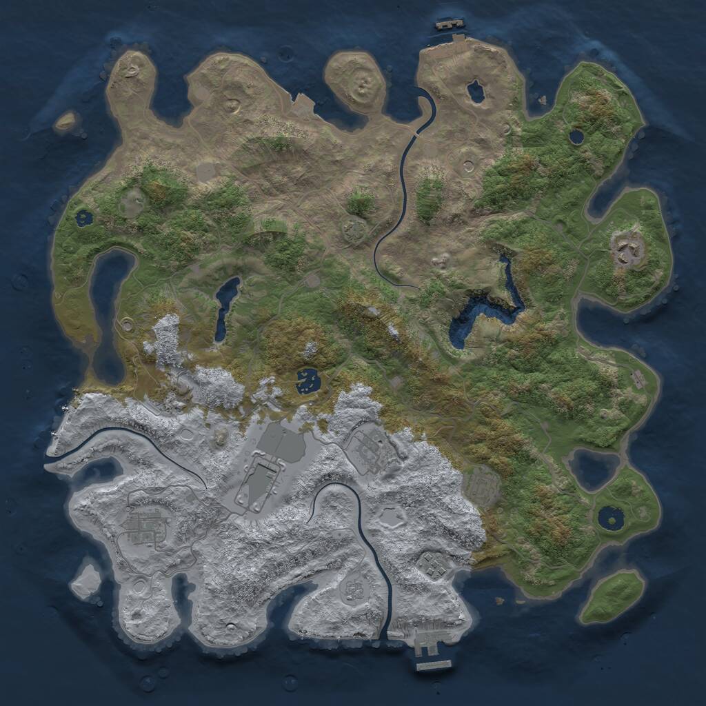 Rust Map: Procedural Map, Size: 4100, Seed: 32834125, 14 Monuments
