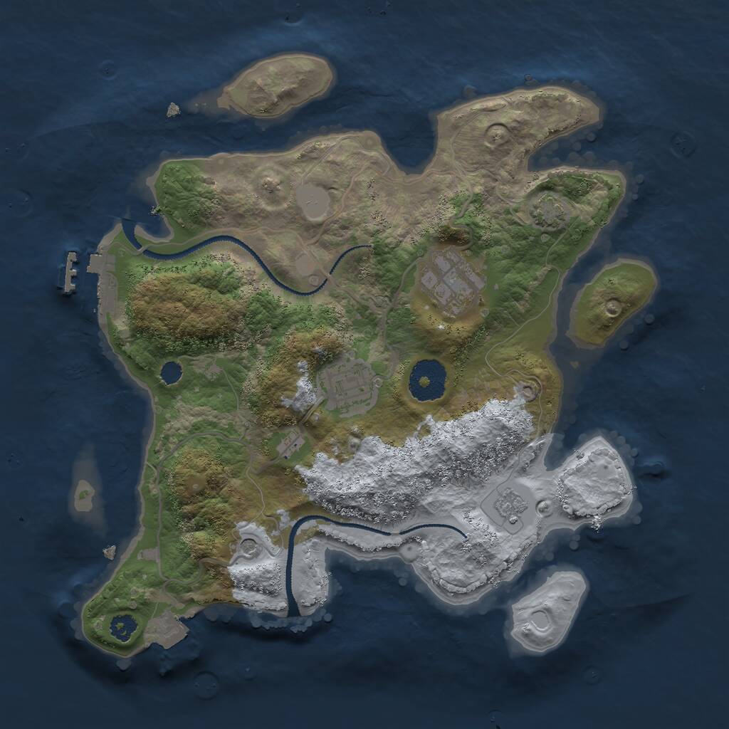 Rust Map: Procedural Map, Size: 2750, Seed: 63911, 7 Monuments