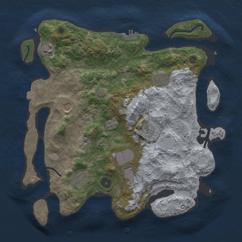 Rust Map: Procedural Map, Size: 3500, Seed: 21919312, 13 Monuments