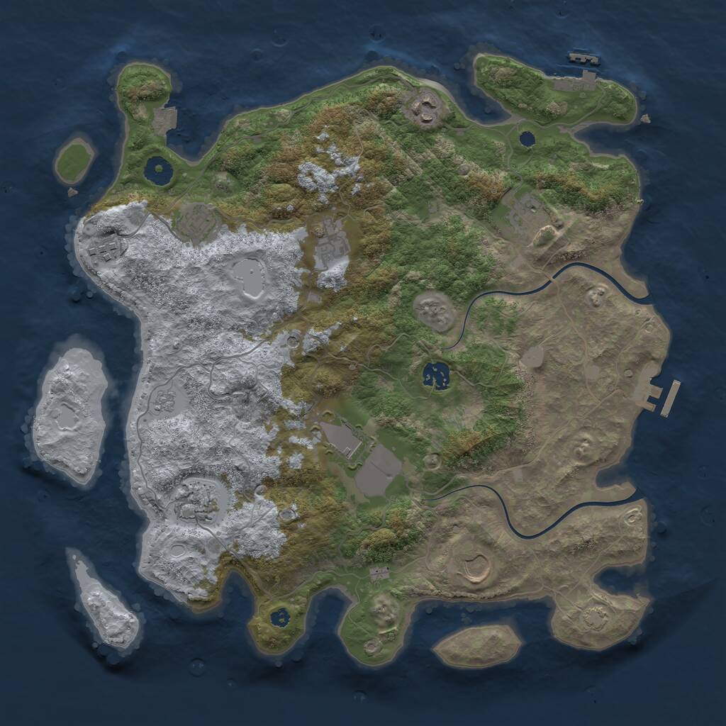 Rust Map: Procedural Map, Size: 3850, Seed: 59352428, 15 Monuments