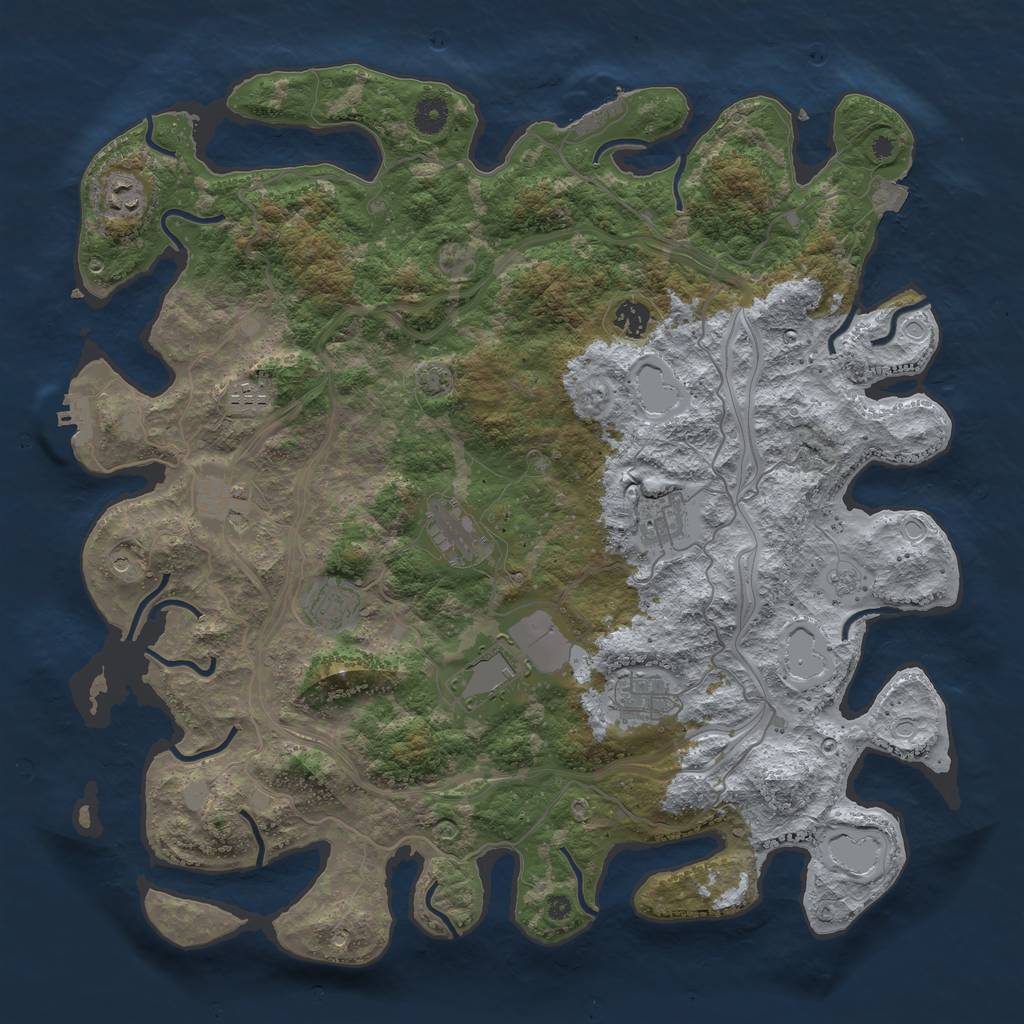 Rust Map: Procedural Map, Size: 4300, Seed: 14414305, 17 Monuments