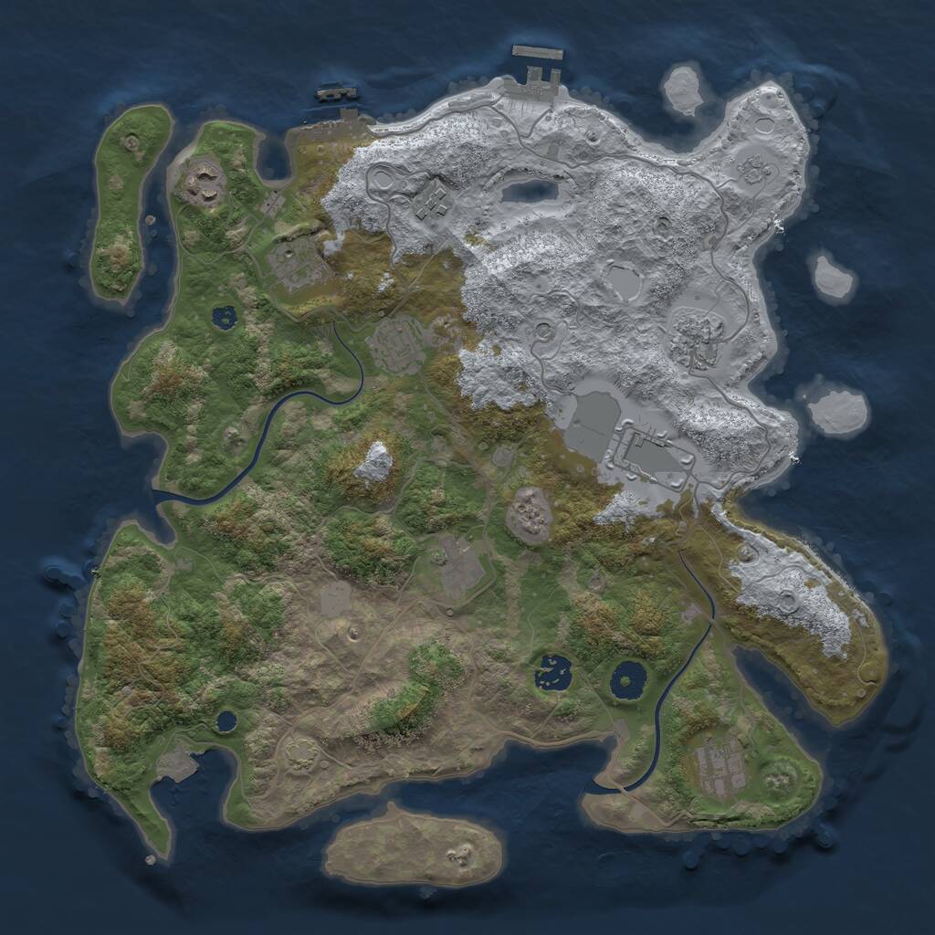 Rust Map: Procedural Map, Size: 3750, Seed: 51396971, 15 Monuments