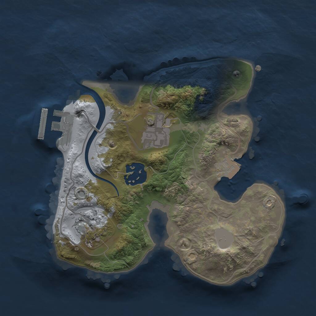 Rust Map: Procedural Map, Size: 2050, Seed: 1029439100, 5 Monuments