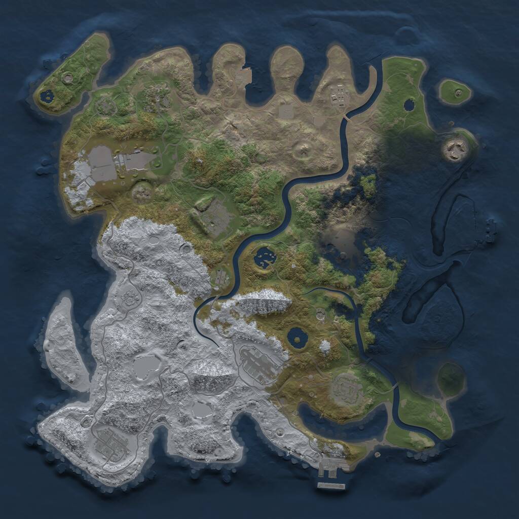 Rust Map: Procedural Map, Size: 3800, Seed: 38526393, 16 Monuments