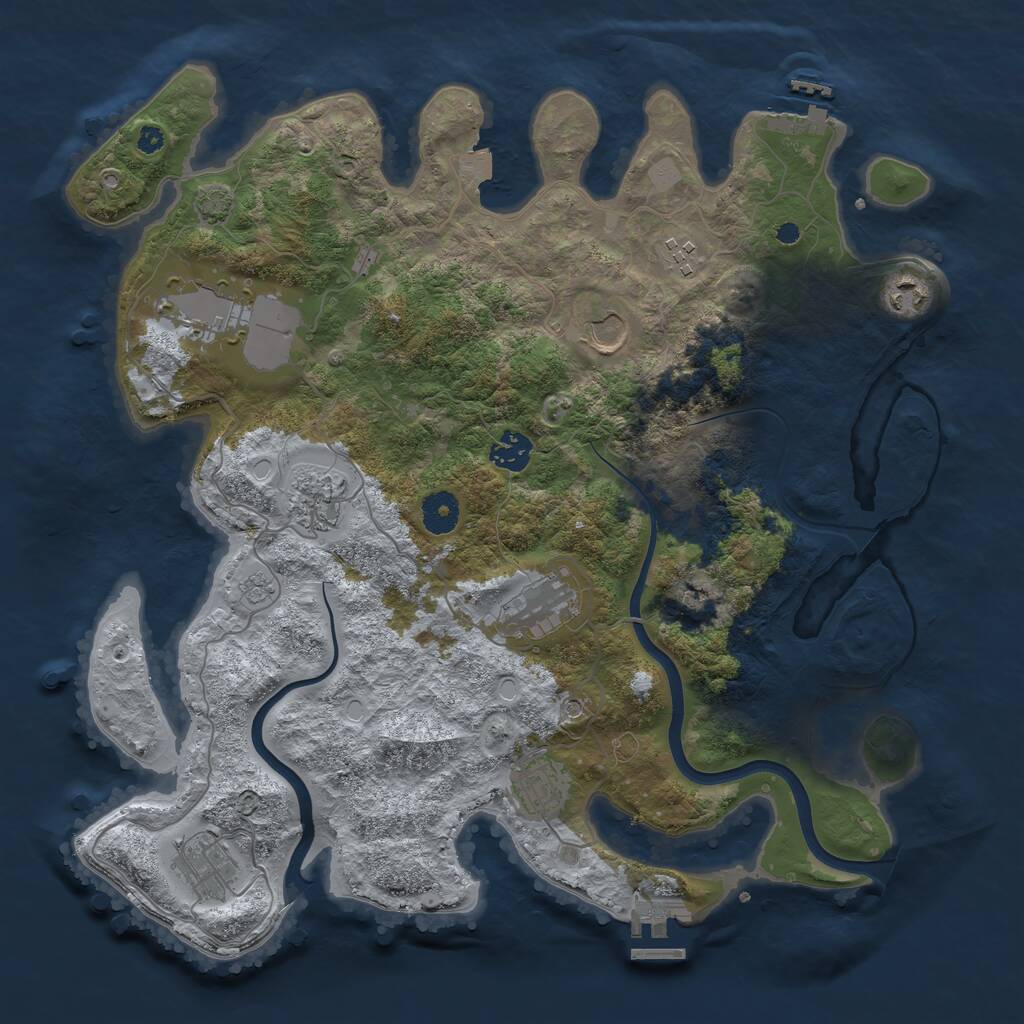 Rust Map: Procedural Map, Size: 3800, Seed: 38526393, 15 Monuments