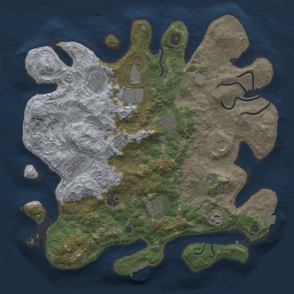 Rust Map: Procedural Map, Size: 3800, Seed: 90639457, 16 Monuments