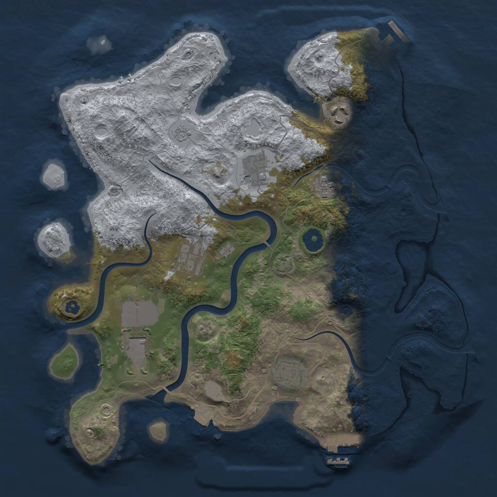 Rust Map: Procedural Map, Size: 3500, Seed: 72577636, 12 Monuments