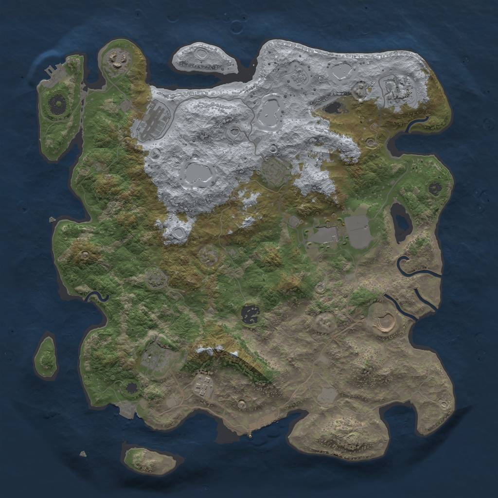 Rust Map: Procedural Map, Size: 3900, Seed: 35997232, 17 Monuments