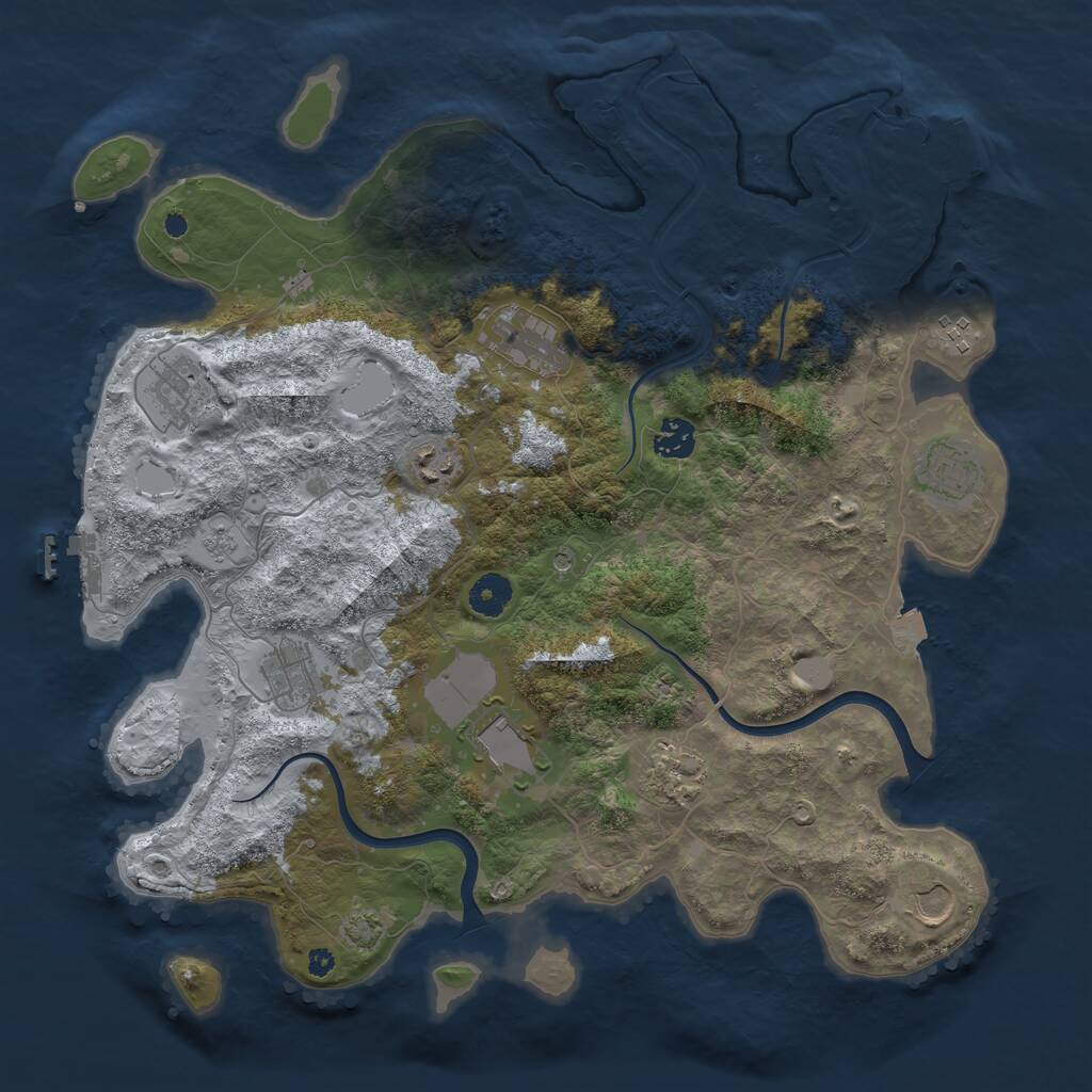 Rust Map: Procedural Map, Size: 3900, Seed: 22467977, 16 Monuments