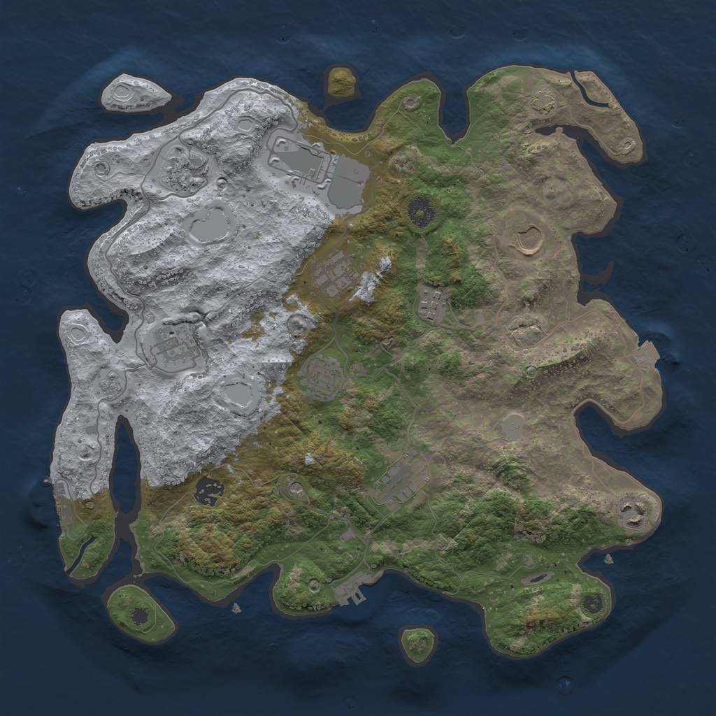 Rust Map: Procedural Map, Size: 3750, Seed: 17485513, 18 Monuments
