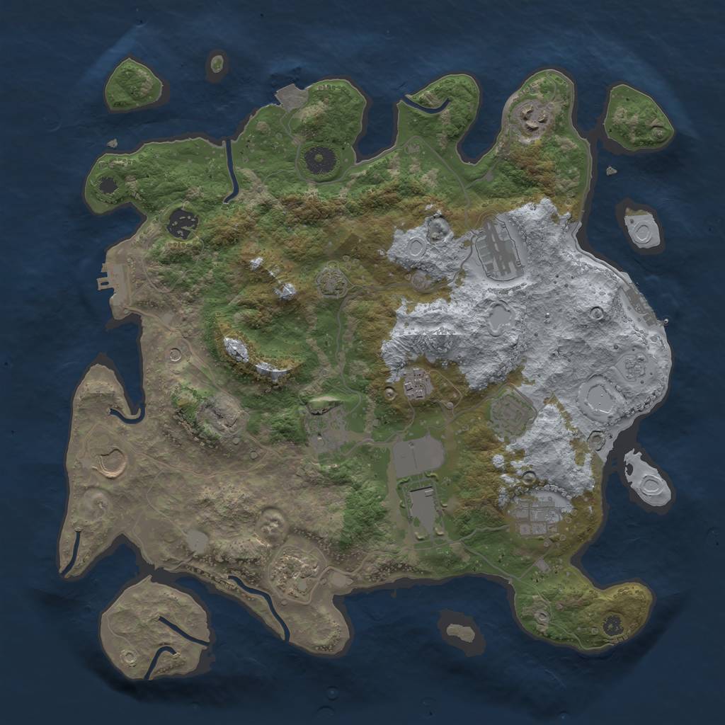 Rust Map: Procedural Map, Size: 3700, Seed: 81447100, 18 Monuments