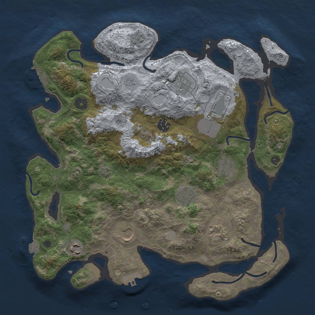 Rust Map: Procedural Map, Size: 3650, Seed: 52828358, 17 Monuments