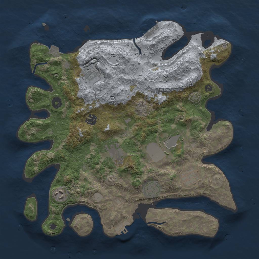 Rust Map: Procedural Map, Size: 3500, Seed: 10286516, 14 Monuments