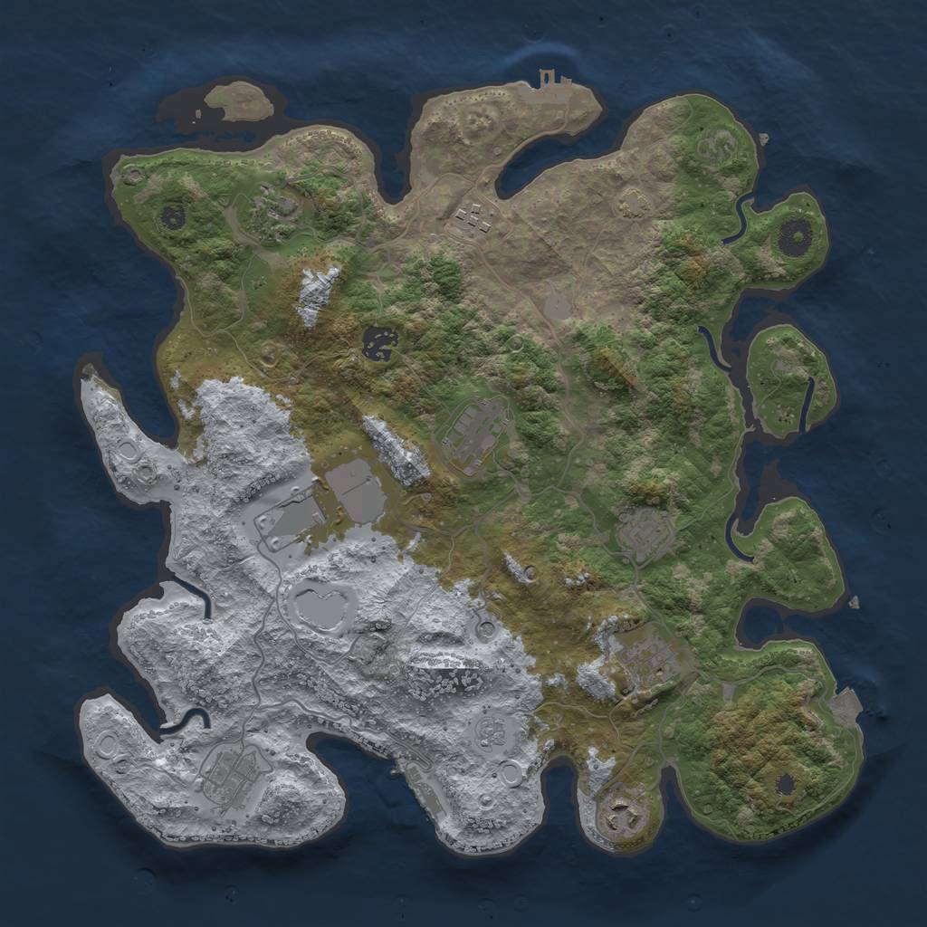 Rust Map: Procedural Map, Size: 3800, Seed: 15571073, 17 Monuments