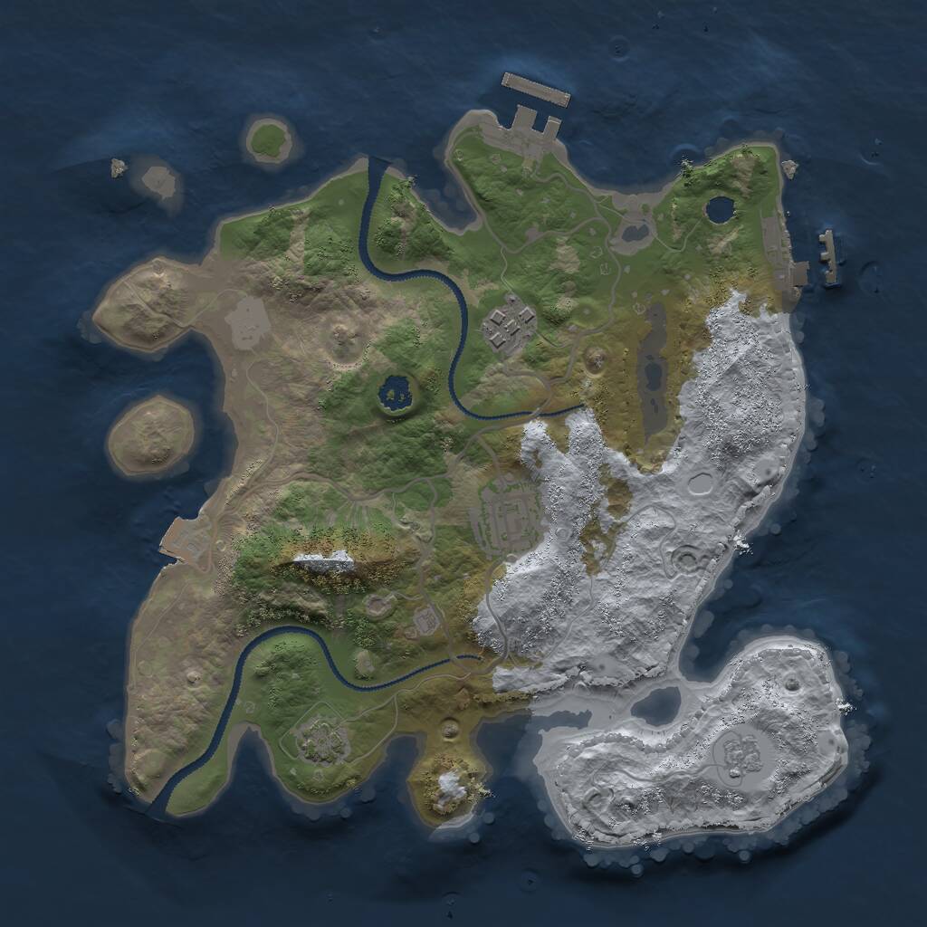Rust Map: Procedural Map, Size: 2700, Seed: 901554431, 7 Monuments