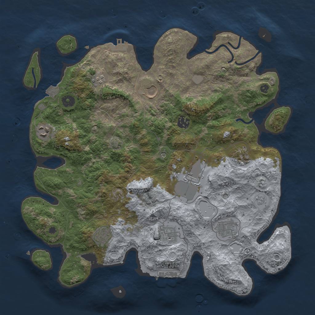 Rust Map: Procedural Map, Size: 3750, Seed: 63659601, 17 Monuments