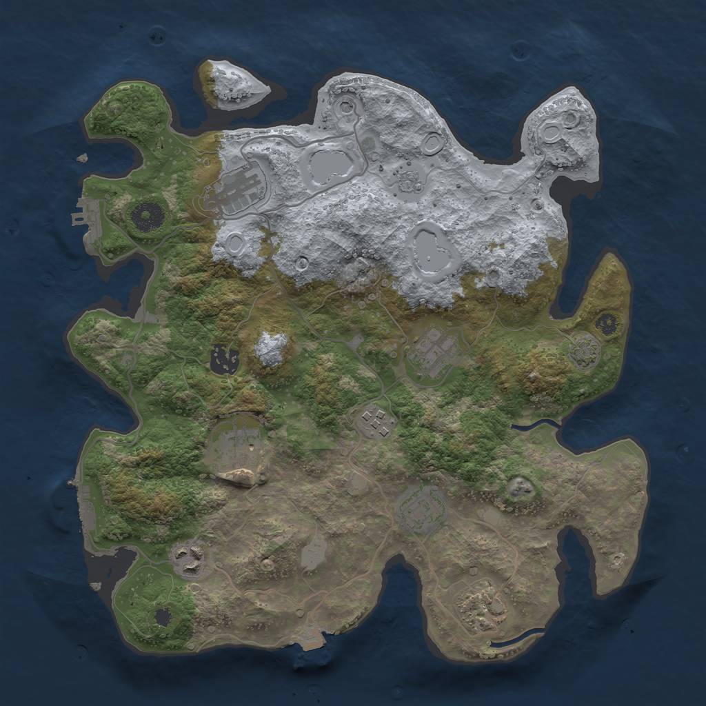 Rust Map: Procedural Map, Size: 3400, Seed: 75859158, 16 Monuments