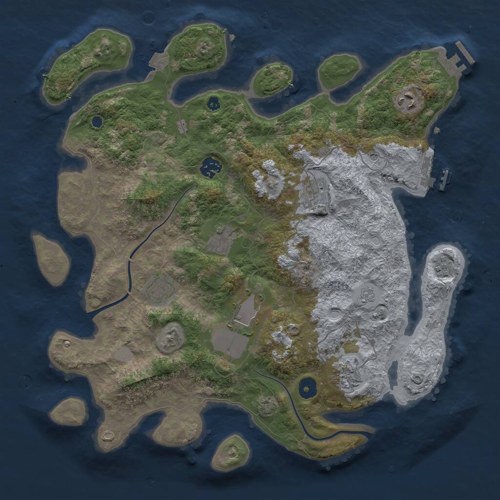 Rust Map: Procedural Map, Size: 3750, Seed: 36719404, 14 Monuments