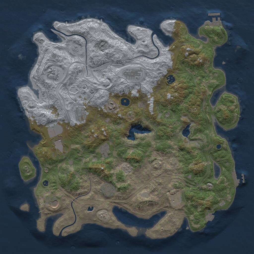 Rust Map: Procedural Map, Size: 4400, Seed: 53840675, 17 Monuments