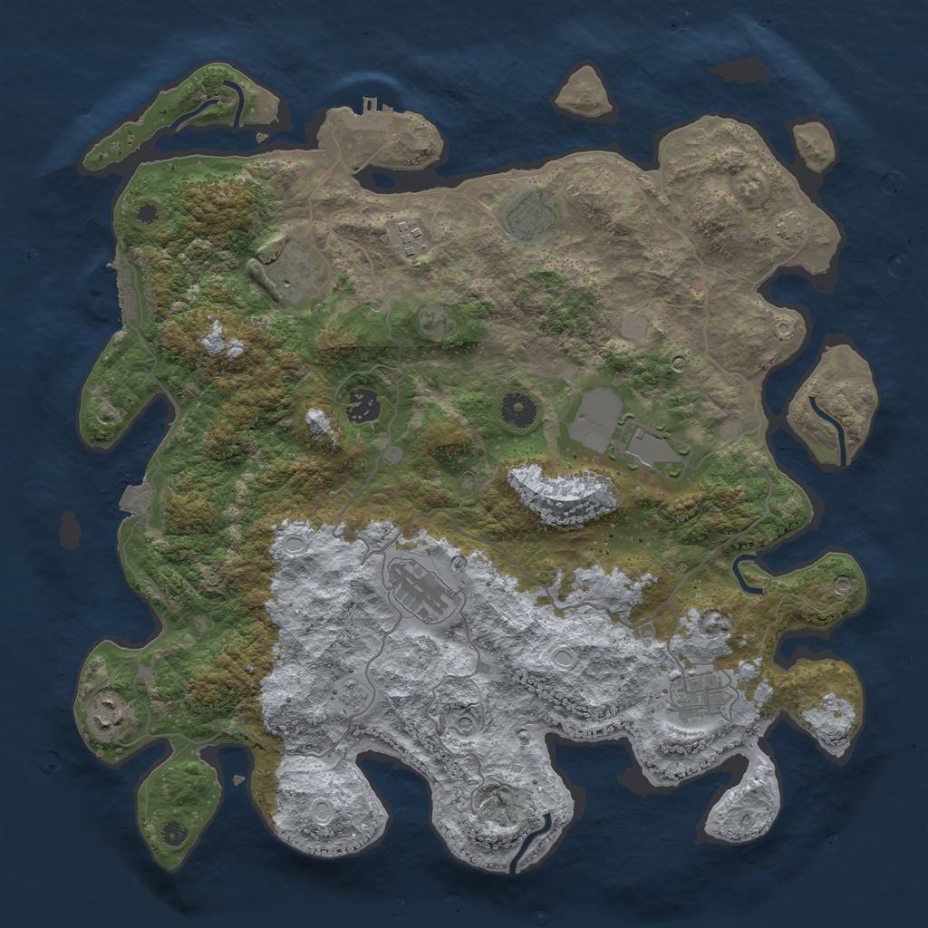 Rust Map: Procedural Map, Size: 4000, Seed: 16065, 16 Monuments