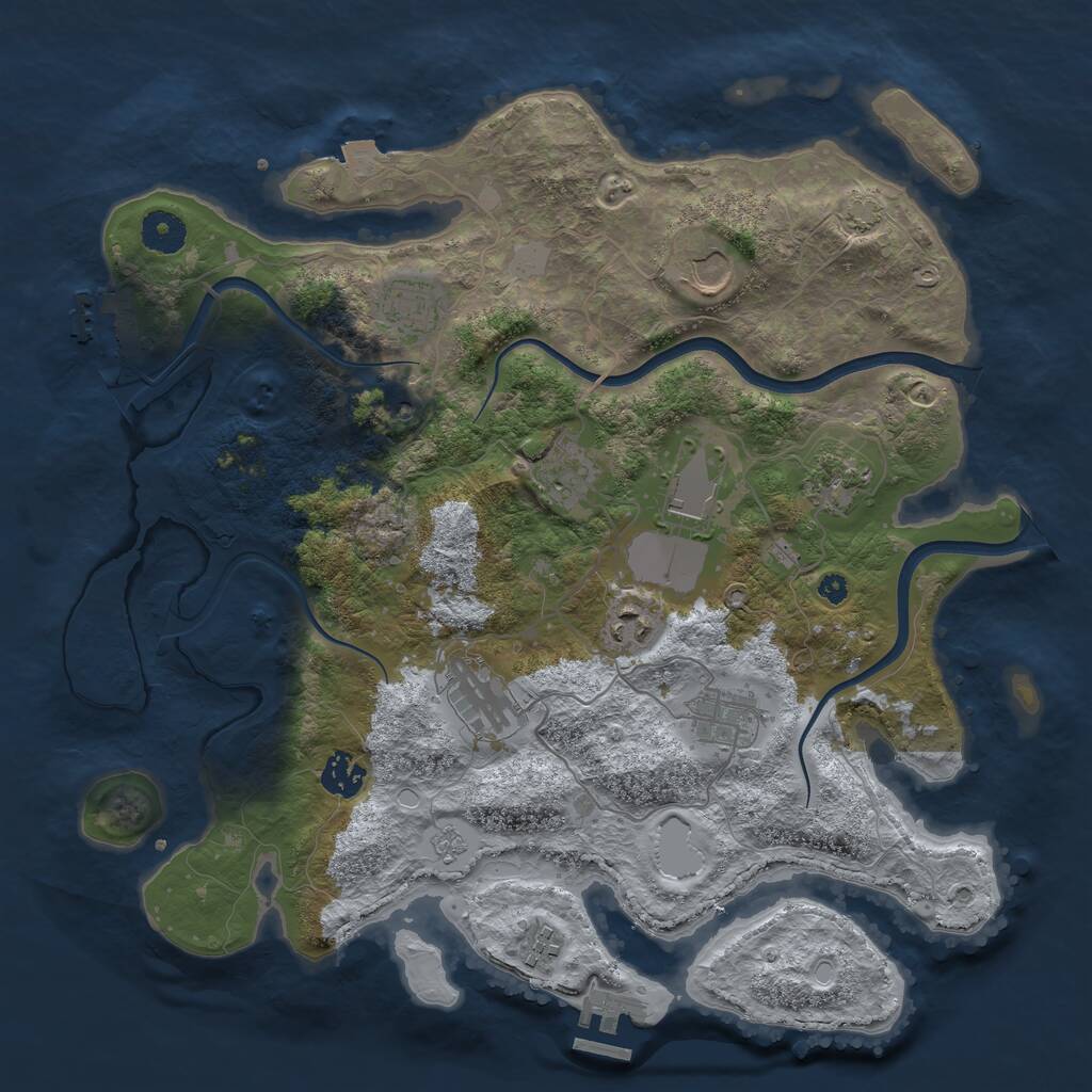 Rust Map: Procedural Map, Size: 3750, Seed: 39536635, 16 Monuments