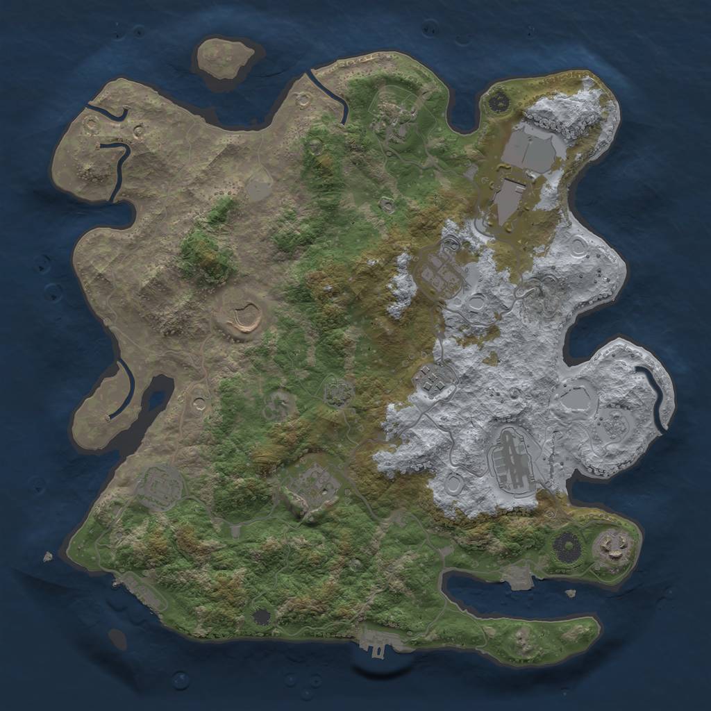 Rust Map: Procedural Map, Size: 3650, Seed: 20458346, 17 Monuments