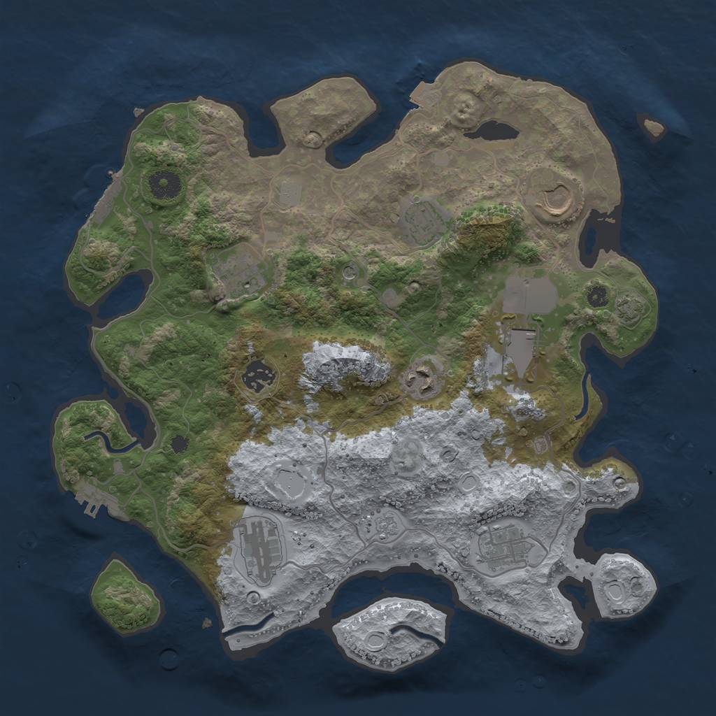 Rust Map: Procedural Map, Size: 3500, Seed: 30293659, 16 Monuments