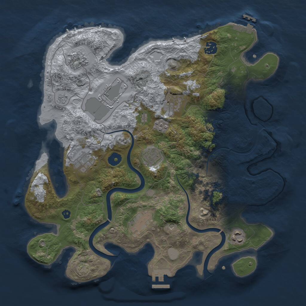 Rust Map: Procedural Map, Size: 3500, Seed: 1946587797, 15 Monuments