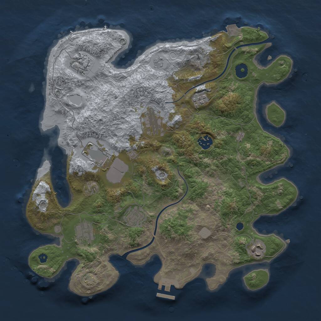 Rust Map: Procedural Map, Size: 3500, Seed: 1946587797, 13 Monuments