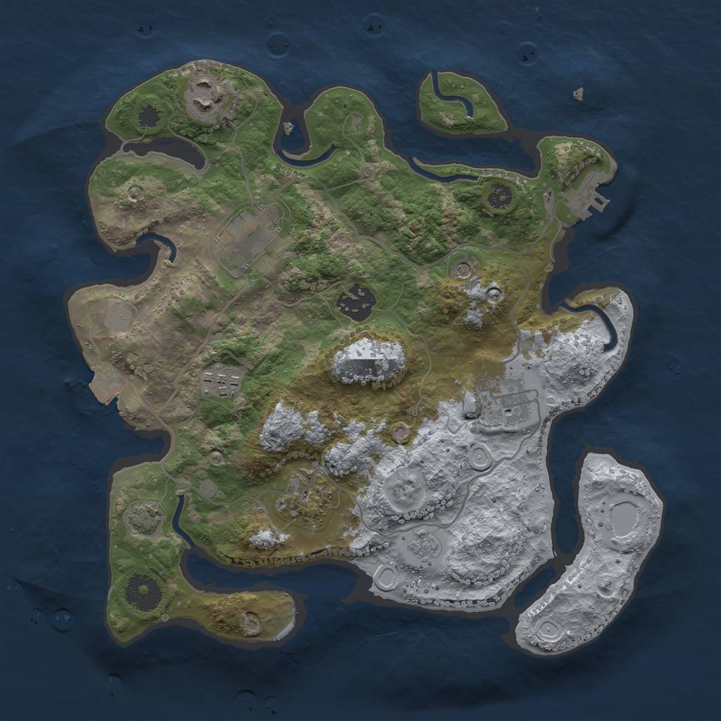 Rust Map: Procedural Map, Size: 3000, Seed: 38598, 13 Monuments