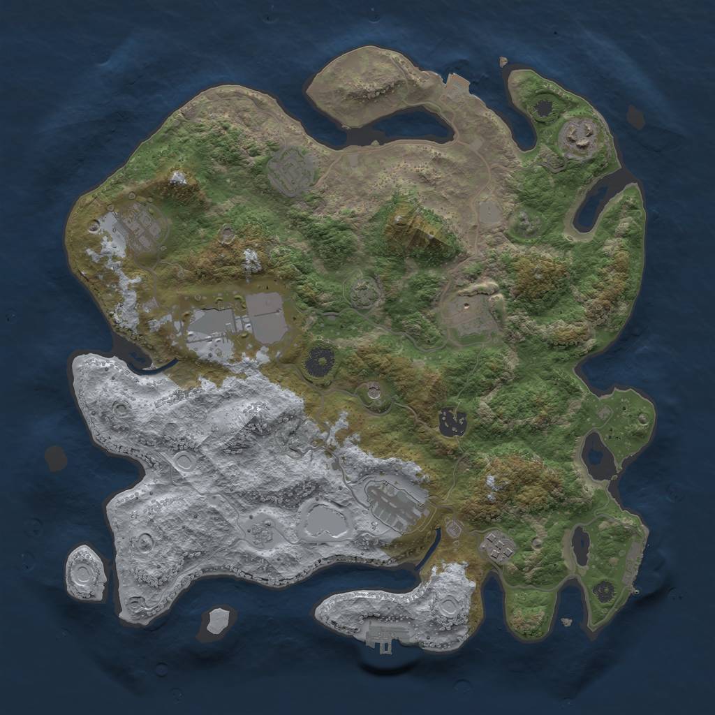 Rust Map: Procedural Map, Size: 3600, Seed: 22810, 16 Monuments