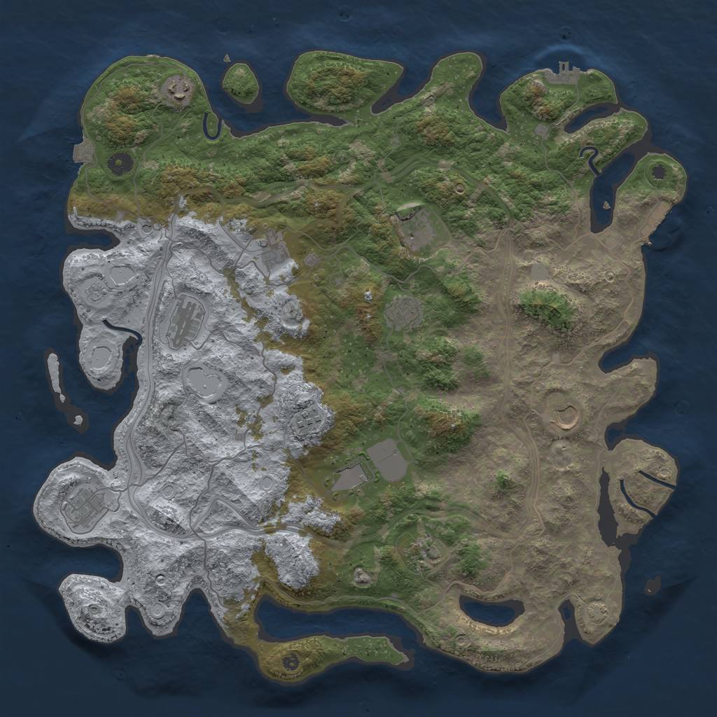 Rust Map: Procedural Map, Size: 4500, Seed: 74678407, 18 Monuments
