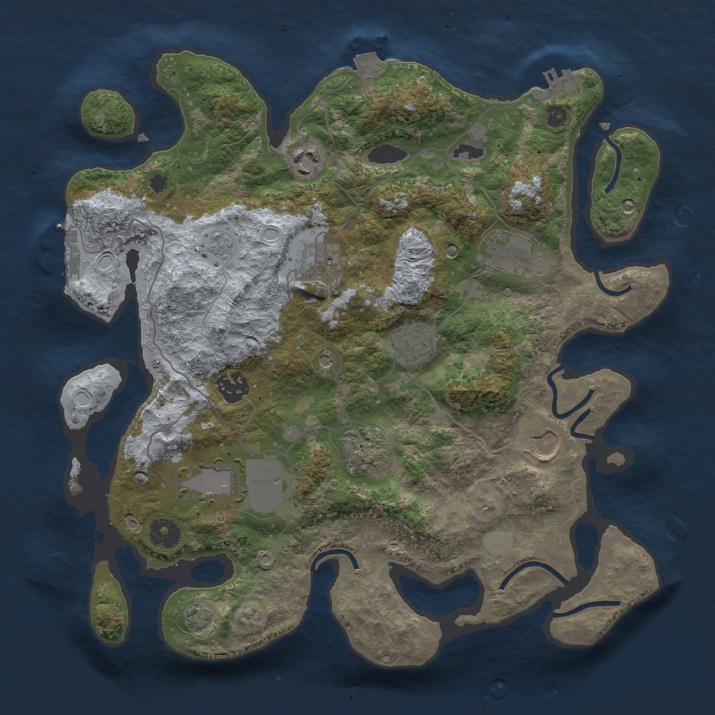 Rust Map: Procedural Map, Size: 3500, Seed: 375616406, 16 Monuments