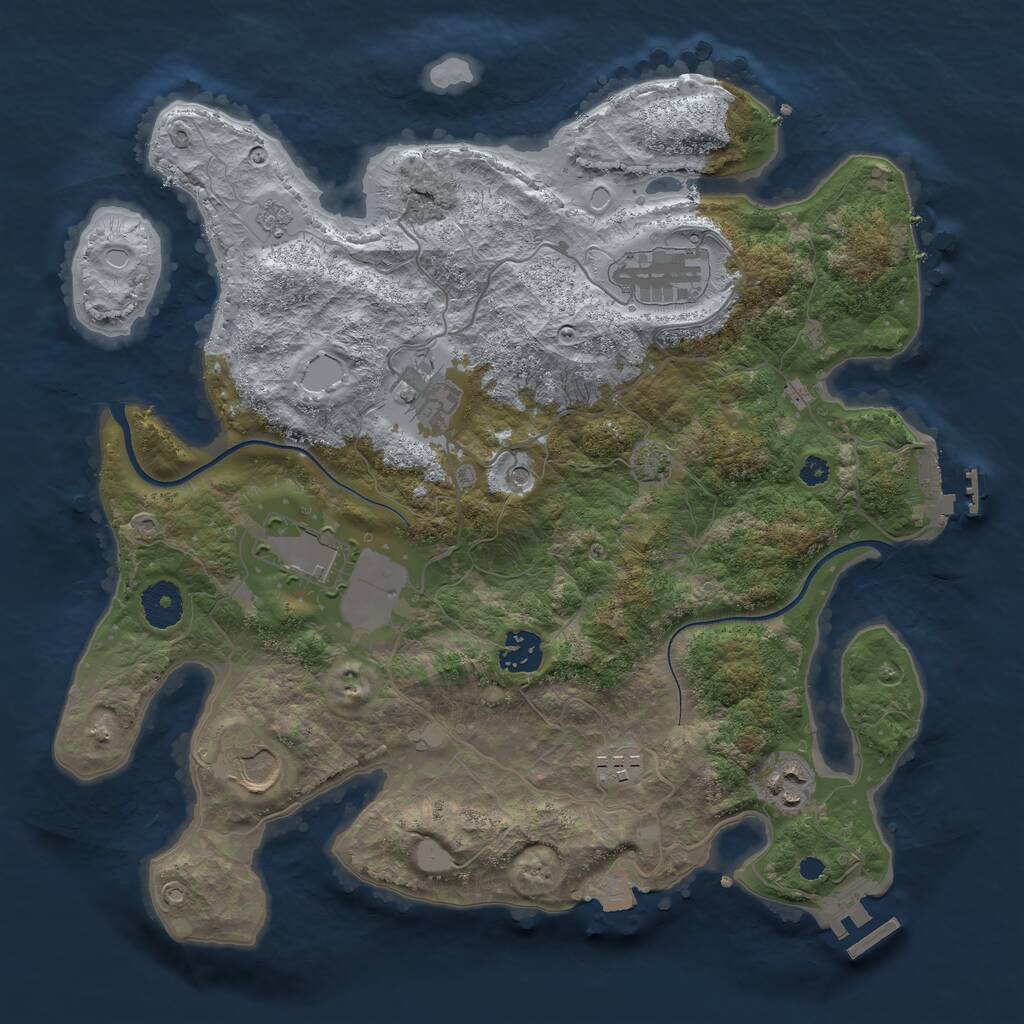 Rust Map: Procedural Map, Size: 3500, Seed: 351852126, 13 Monuments