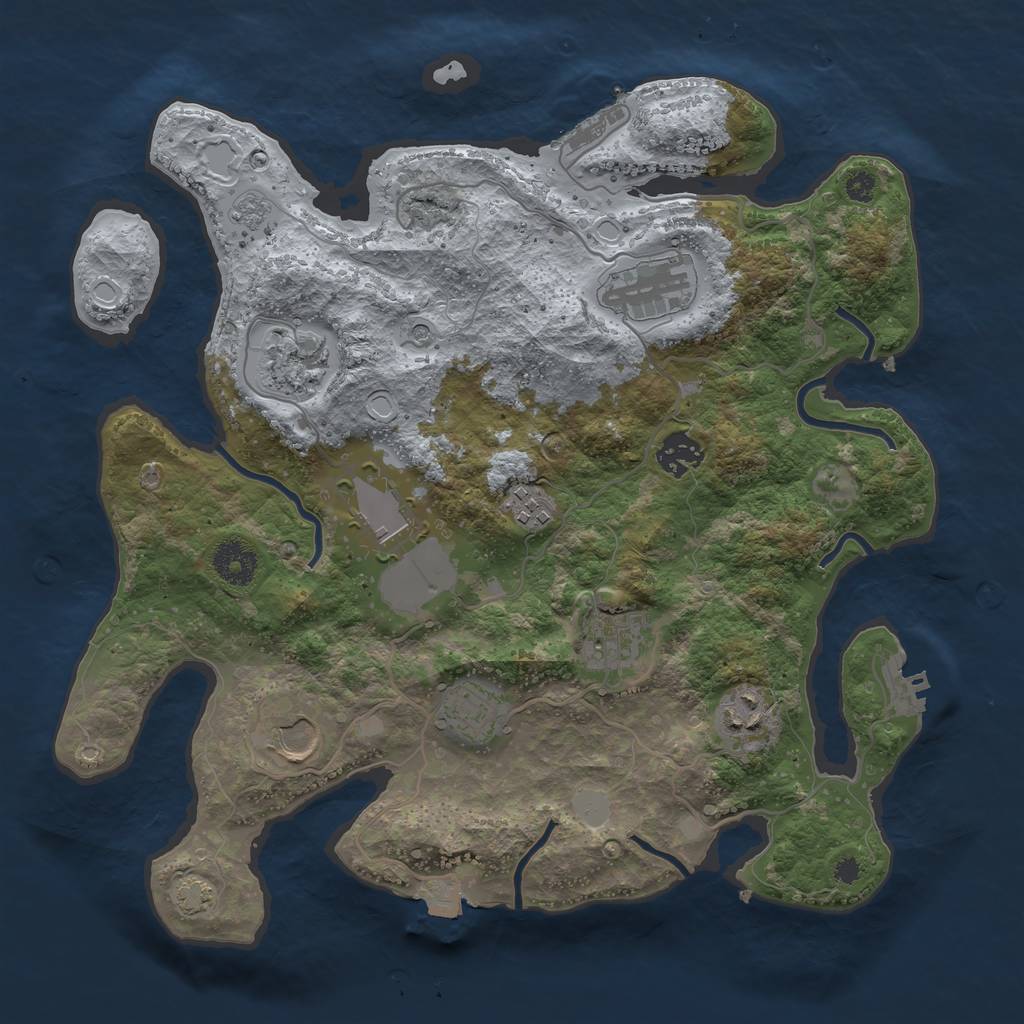 Rust Map: Procedural Map, Size: 3500, Seed: 351852126, 17 Monuments