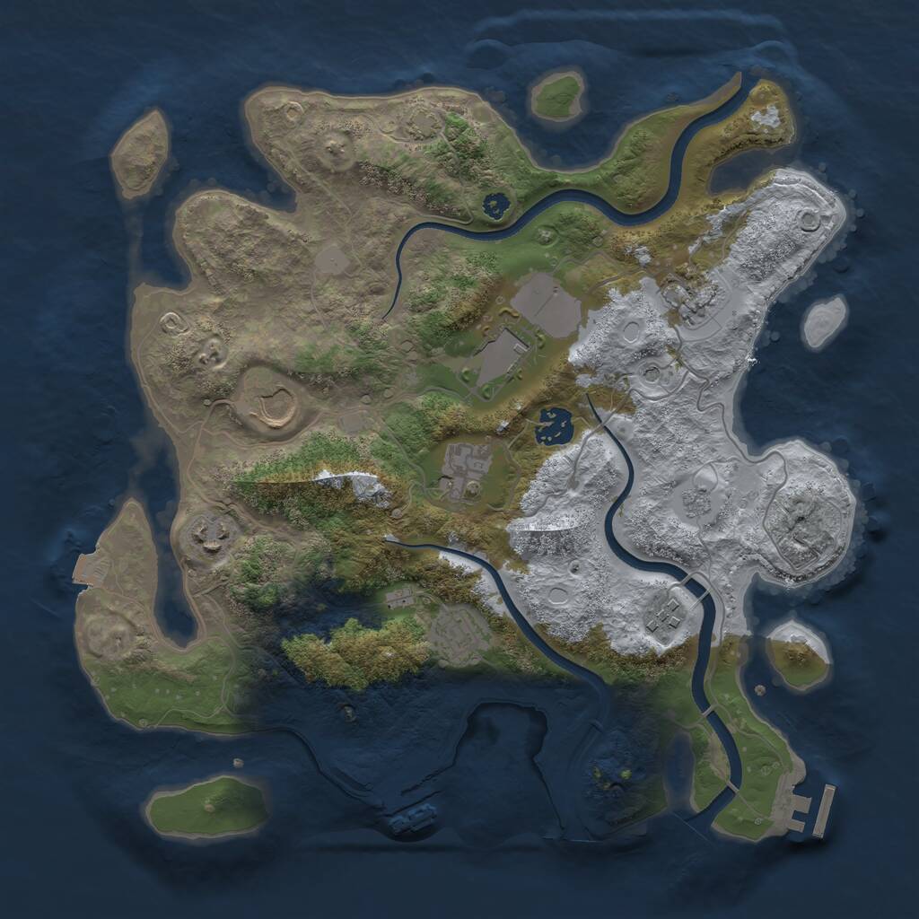 Rust Map: Procedural Map, Size: 3500, Seed: 2102815247, 14 Monuments