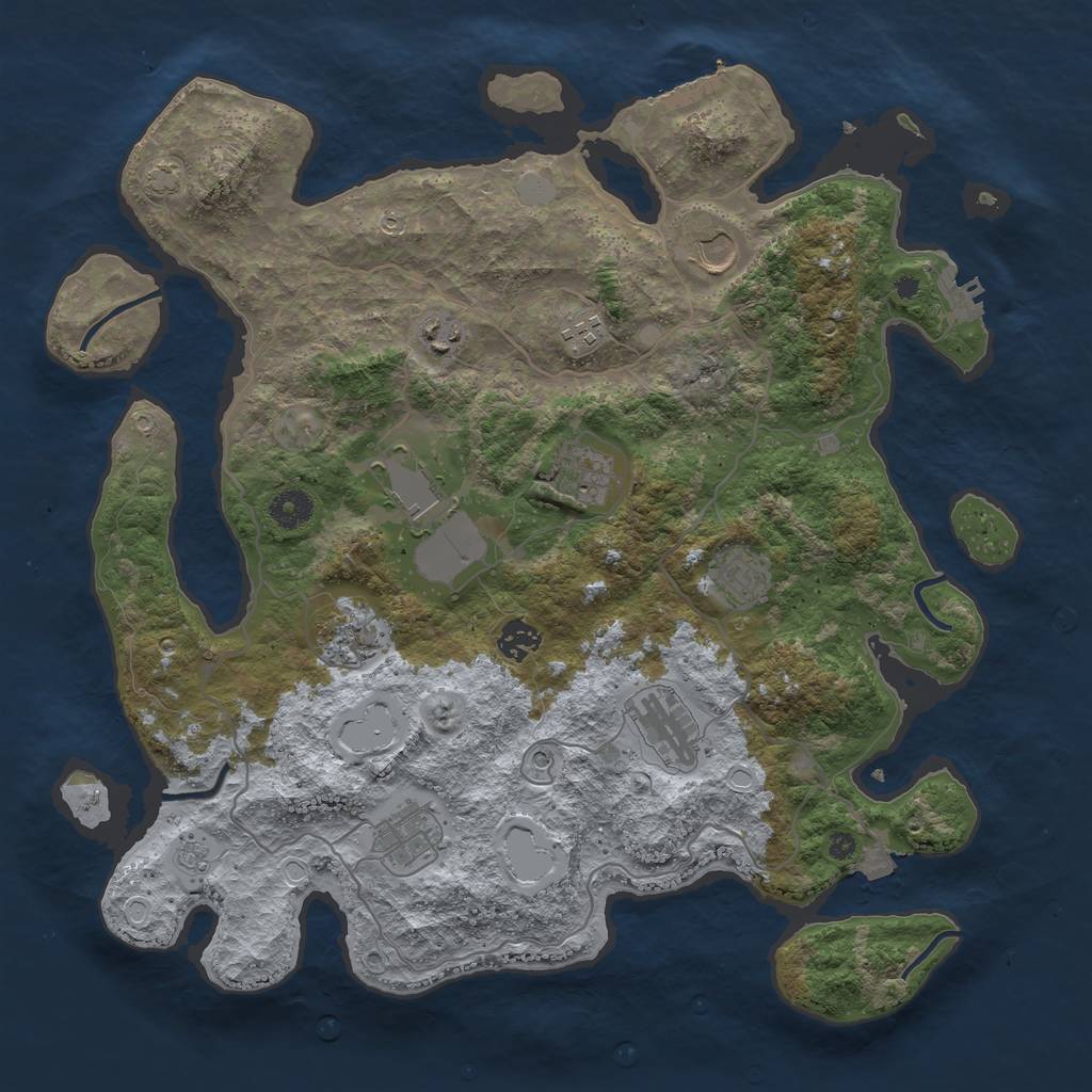 Rust Map: Procedural Map, Size: 4000, Seed: 85518256, 18 Monuments