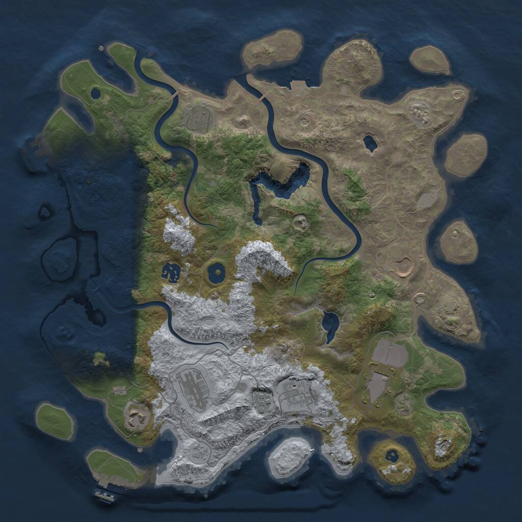 Rust Map: Procedural Map, Size: 4000, Seed: 3009577, 14 Monuments